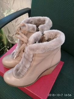 Ботильоны зимние, кожаные, мех - цигейка