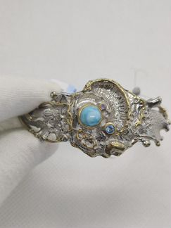 Серебряный браслет Сапфир. Топаз
