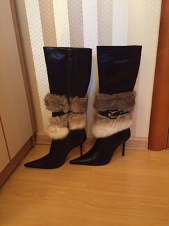 Кожаные зимние сапоги