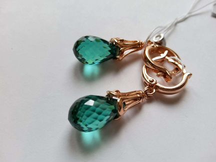 Серьги сапфир меняет цвет:золото 585 на серебре 92